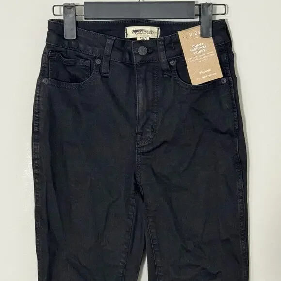 NWT Madewell Curvy 10" High-Rise Skinny Jeans in Black Frost Size 24